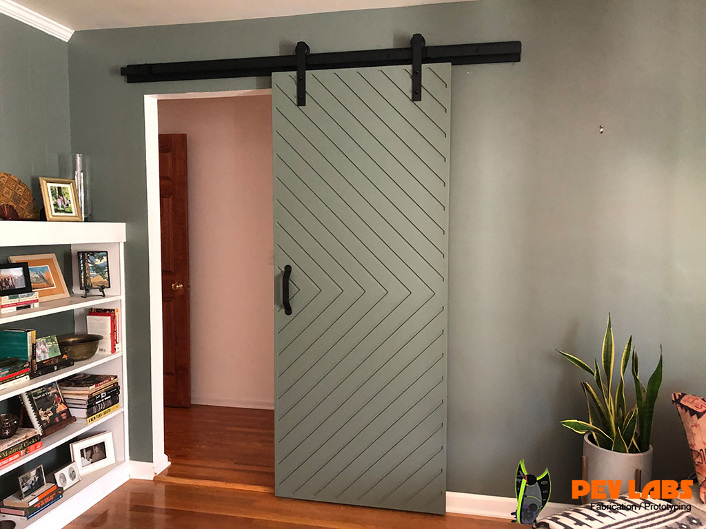 Chevron Door on Sliding Barn Track