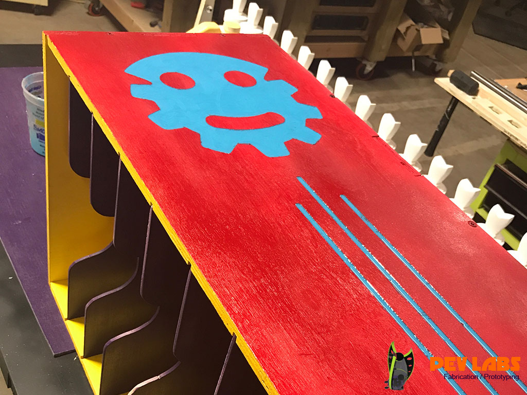 PEV Labs Designed and Fabricated This Flatpack Plywood and Inset Rubber Shelving Unit in Waynesboro Virginia